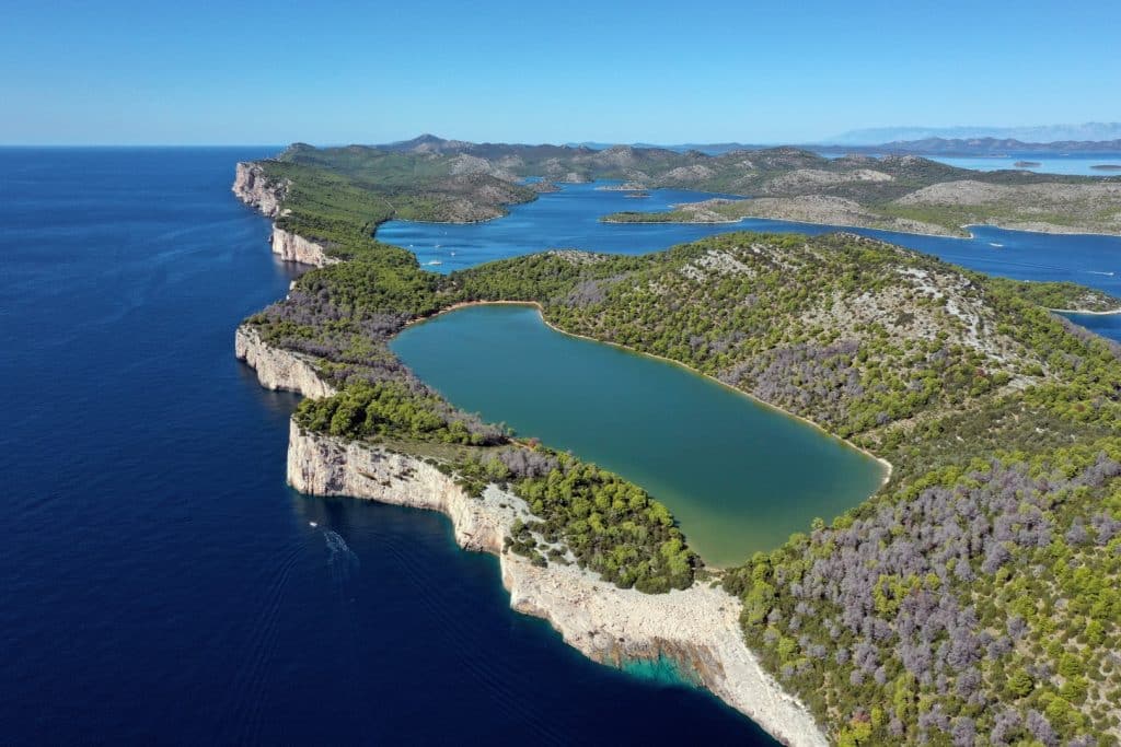 Salt lake Mir in Telascica Nature Park on Dugi Otok island